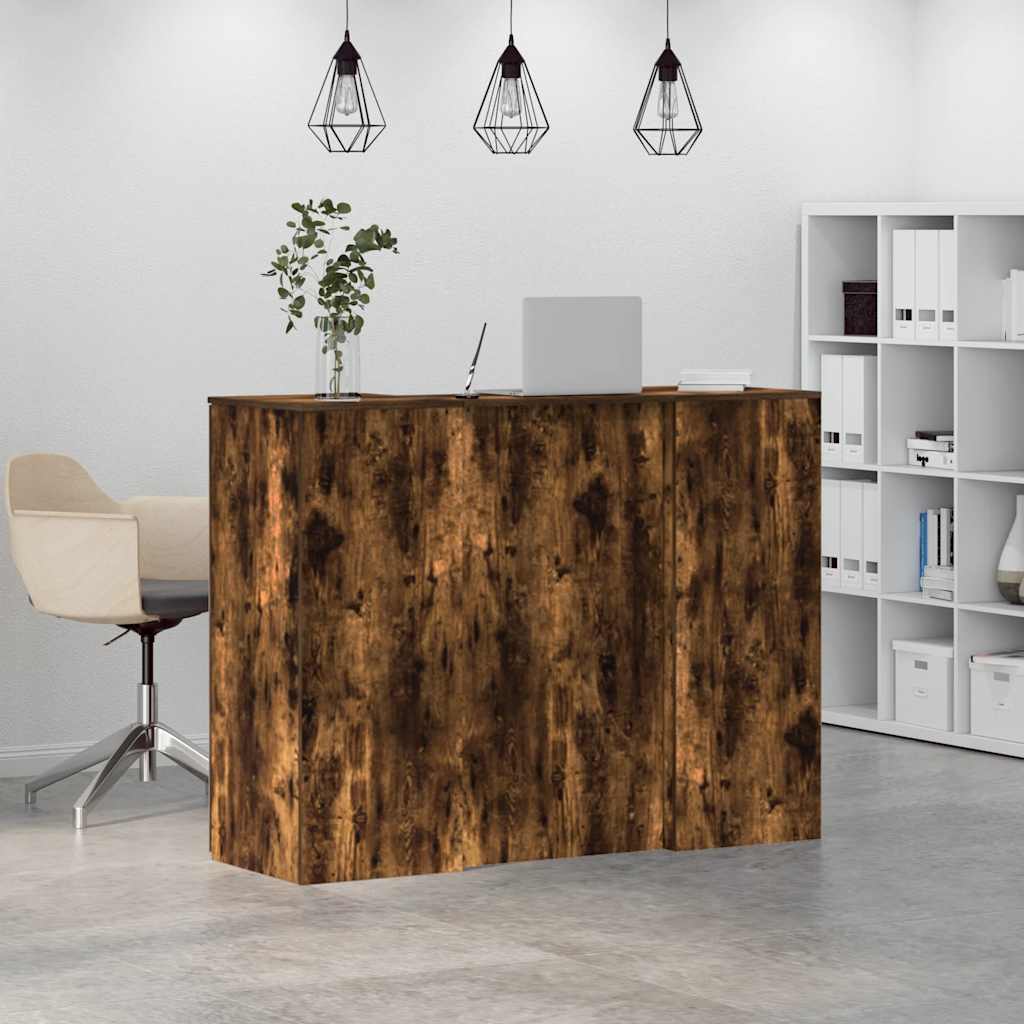 vidaXL Empfangstheke Räuchereiche 135x50x103,5 cm Holzwerkstoff - Image 4