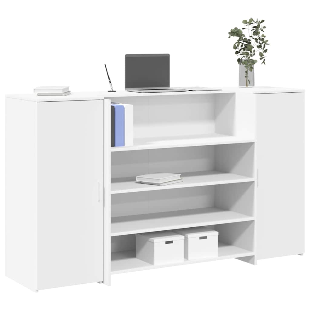vidaXL Bureau de réception Blanc 180x50x103,5 cm Bois d'ingénierie
