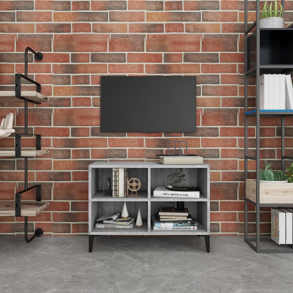 vidaXL Meuble TV avec pieds en métal Sonoma gris 69,5x30x50 cm