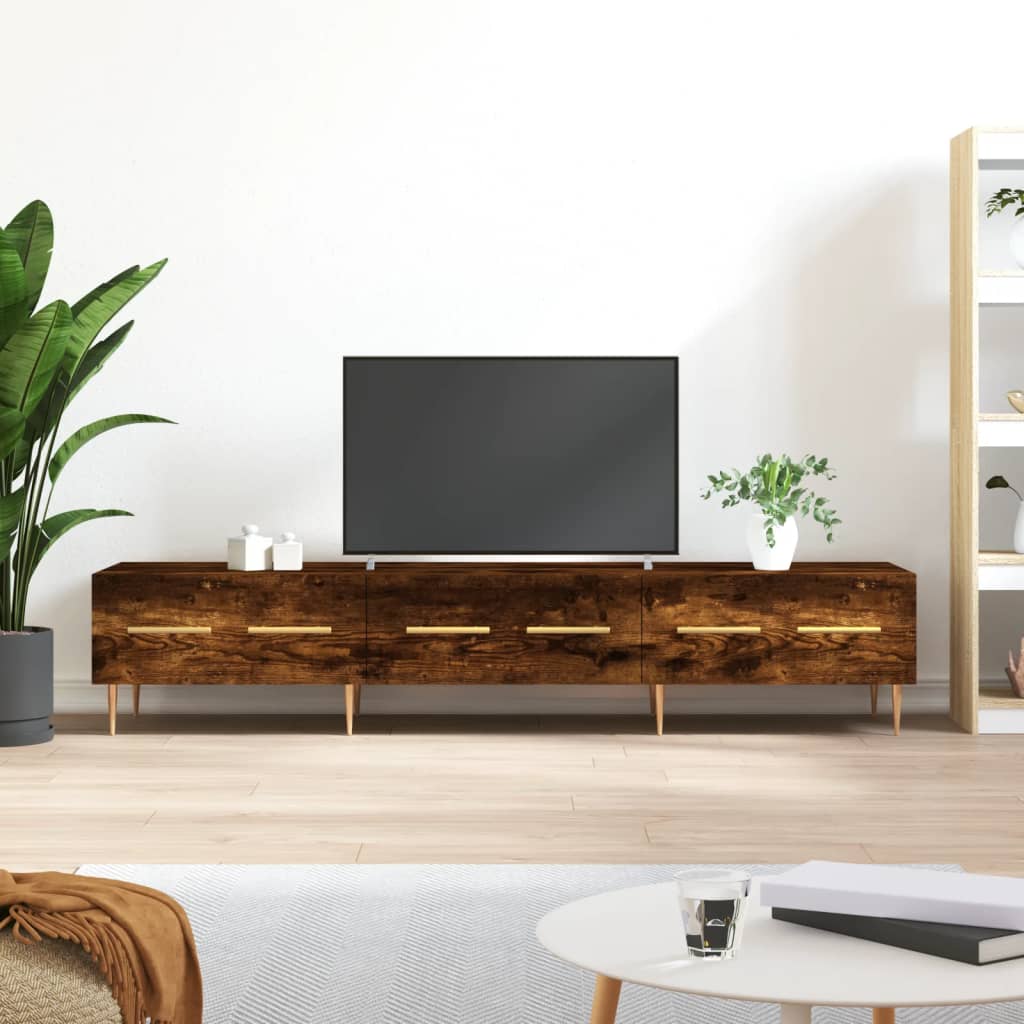 vidaXL Meuble TV chêne fumé 150x36x30 cm bois d'ingénierie