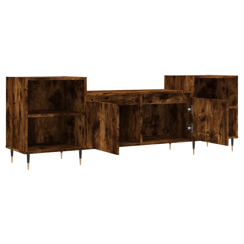 vidaXL Mueble para TV madera contrachapada roble ahumado 160x35x55 cm - Image 6
