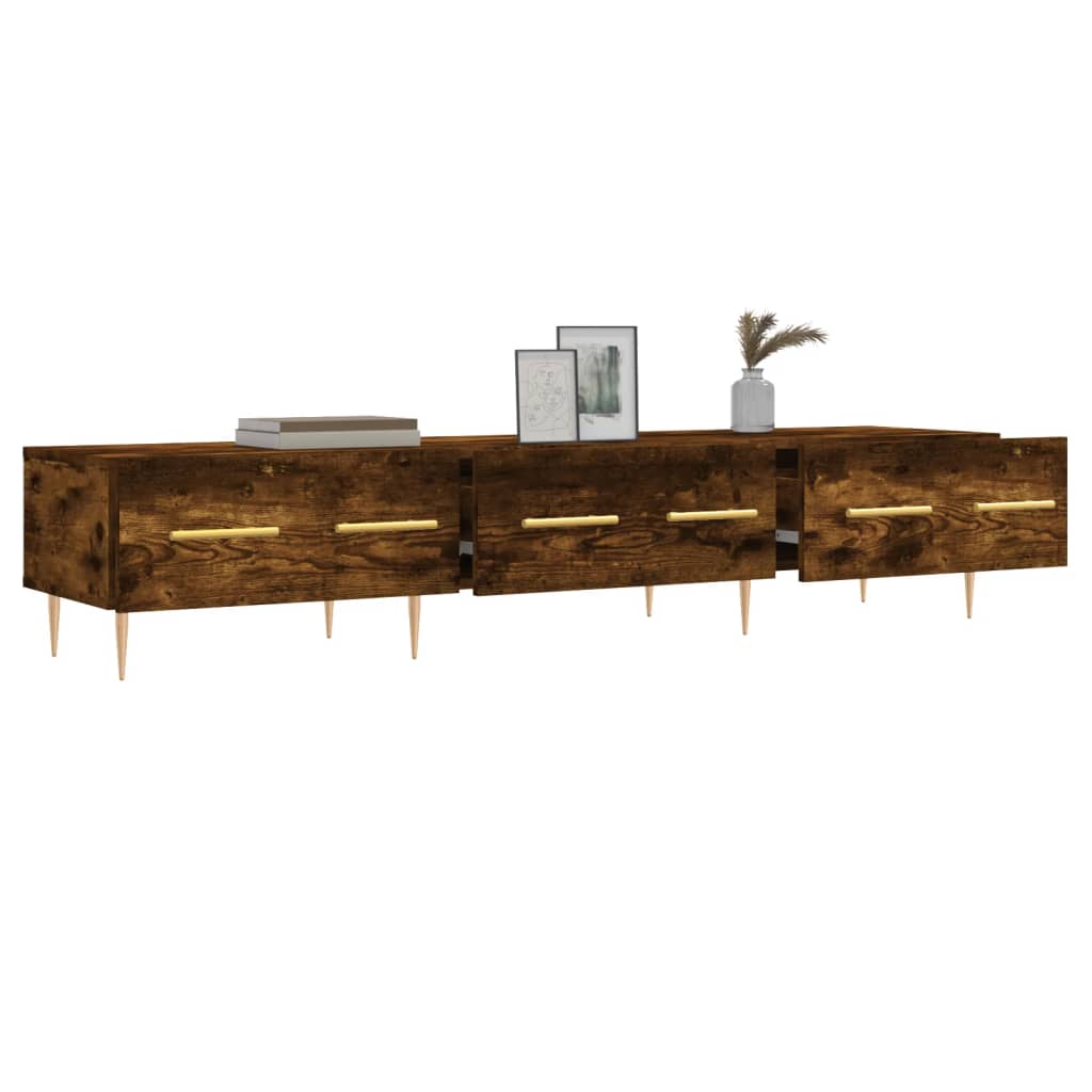 vidaXL Mueble de TV madera de ingeniería roble ahumado 150x36x30 cm - Image 4