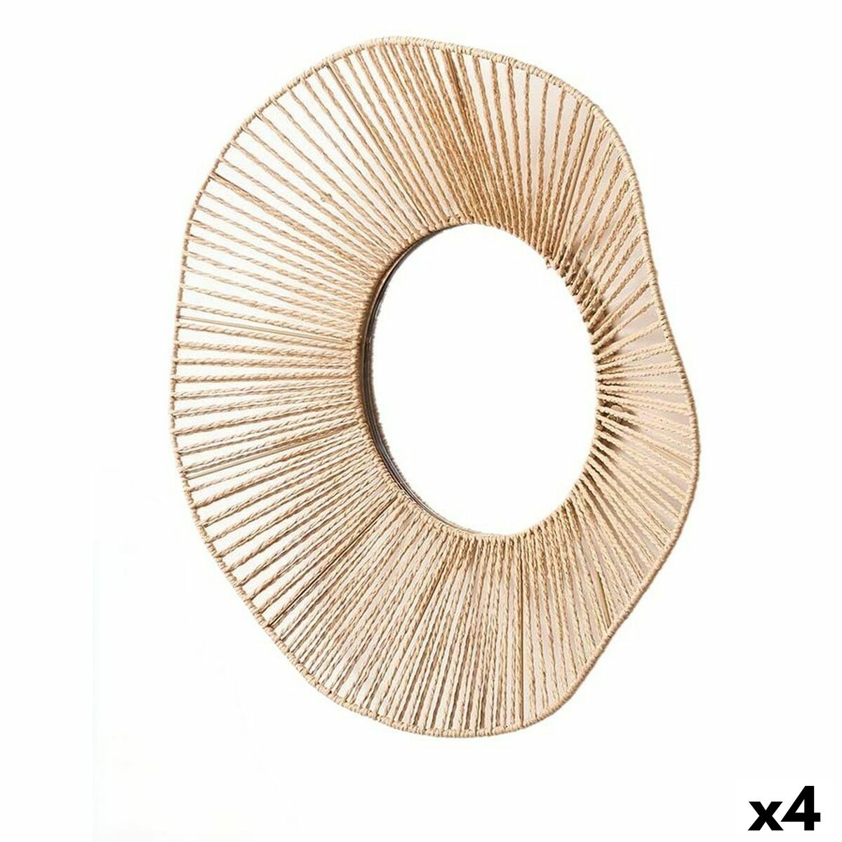 Specchio da parete Gift Decor Naturale Onde 52 x 9 x 51 cm (4 Unità)
