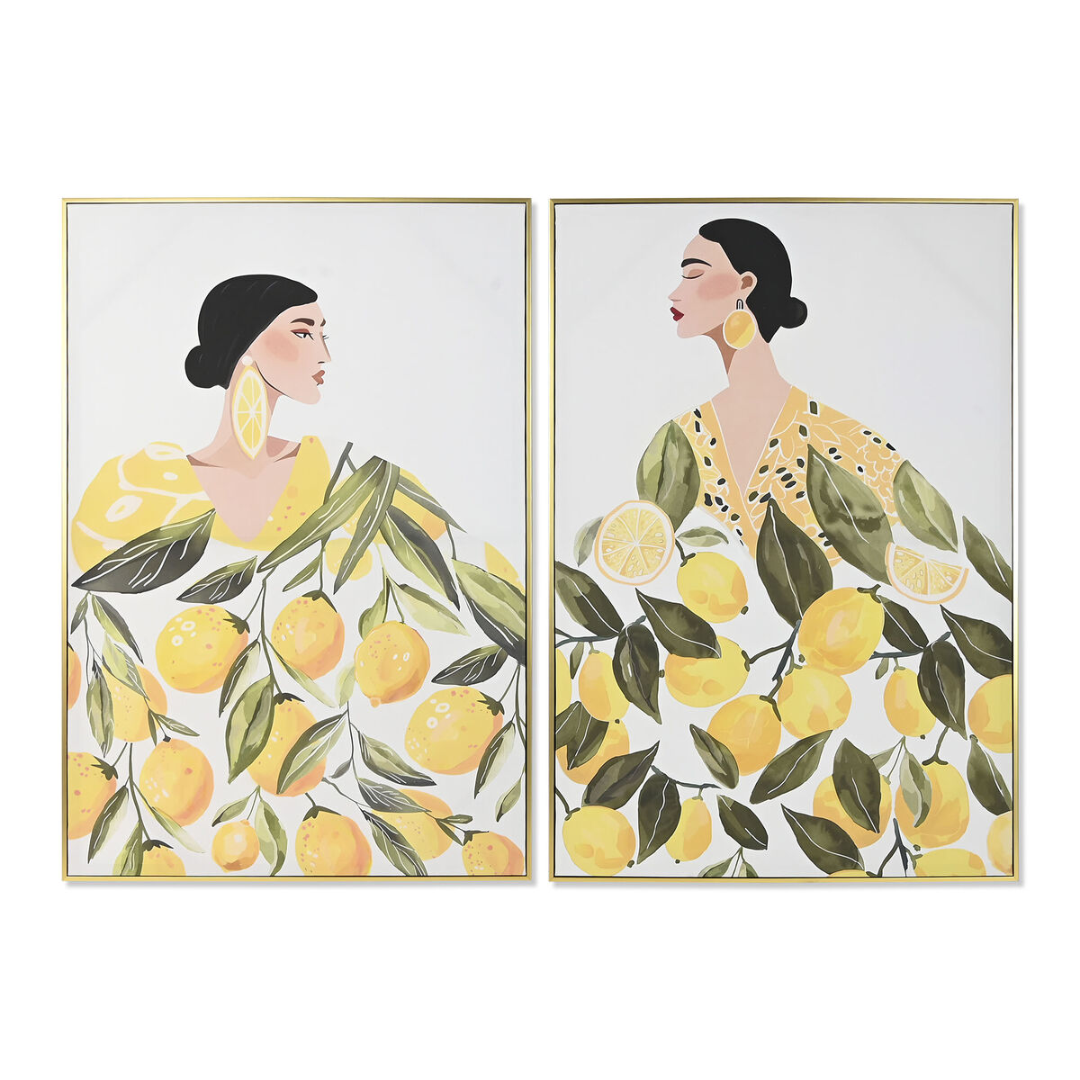 Tela Home ESPRIT Giallo Verde Mediterraneo chica 82,5 x 3,5 x 122,5 cm (2 Unità)