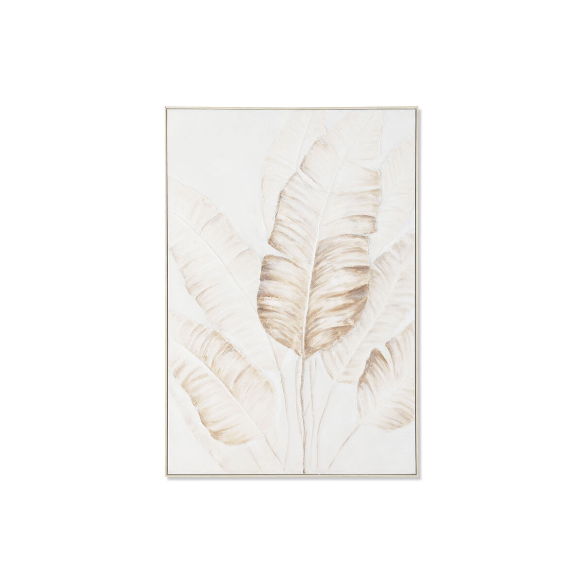 Tela Home ESPRIT Bianco Beige Fogli Scandinavo 102,5 X 5,5 X 152,5 CM