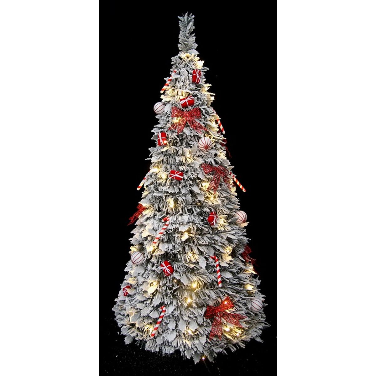 Albero di Natale Home ESPRIT Bianco Rosso PVC Nevoso