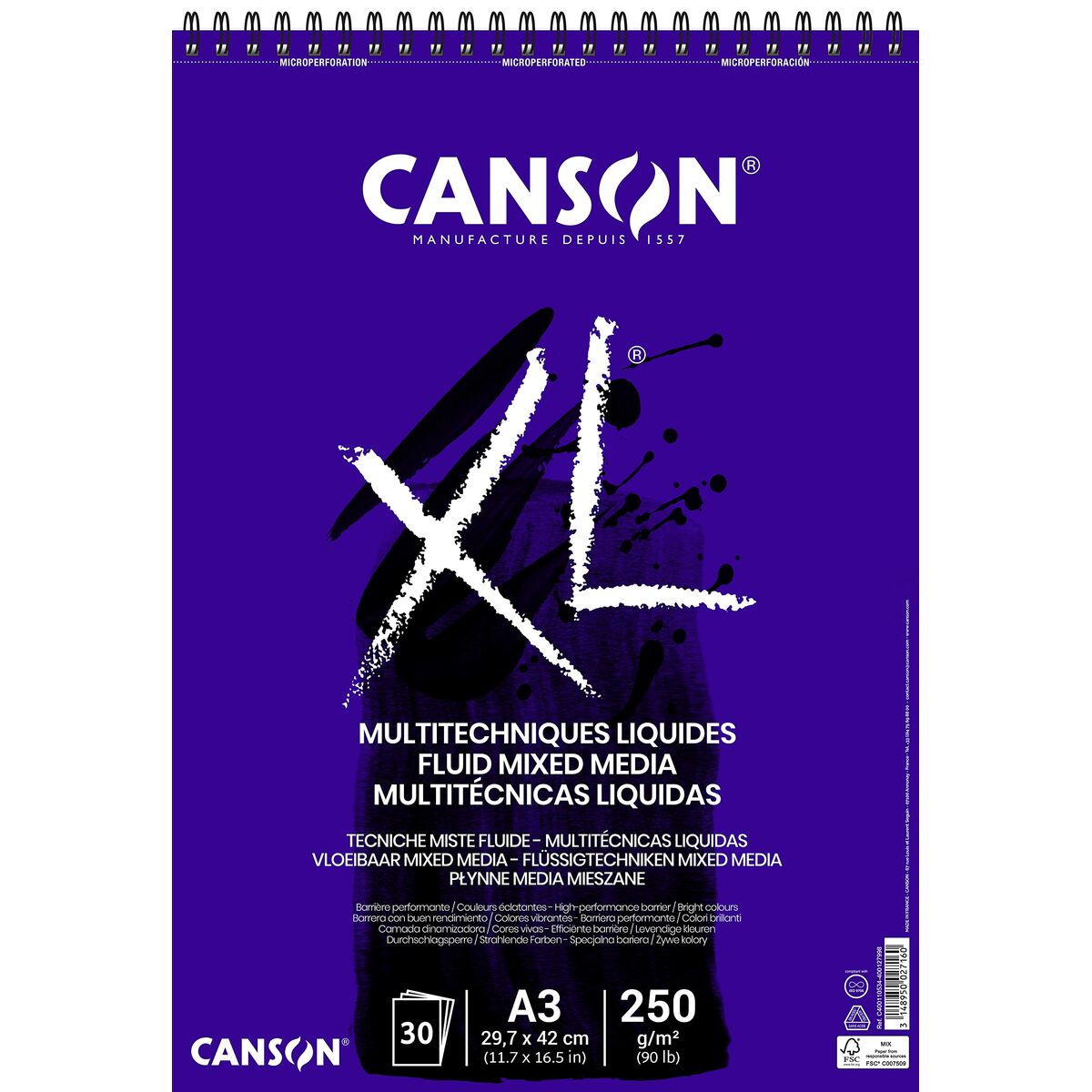 Blocco da disegno Canson XL Mix Media Bianco A4 Carta 5 Unità 30 Fogli 300 g/m² - Image 3