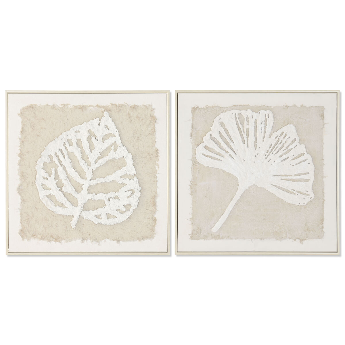 Tela Home ESPRIT Bianco Beige Foglia della pianta Cottage 62,5 X 3,5 X 62,5 CM (2 Unità)