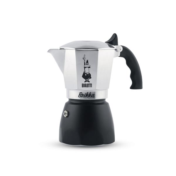 Caffettiera Italiana Bialetti BRIKKA Nero Alluminio 2 Tazze