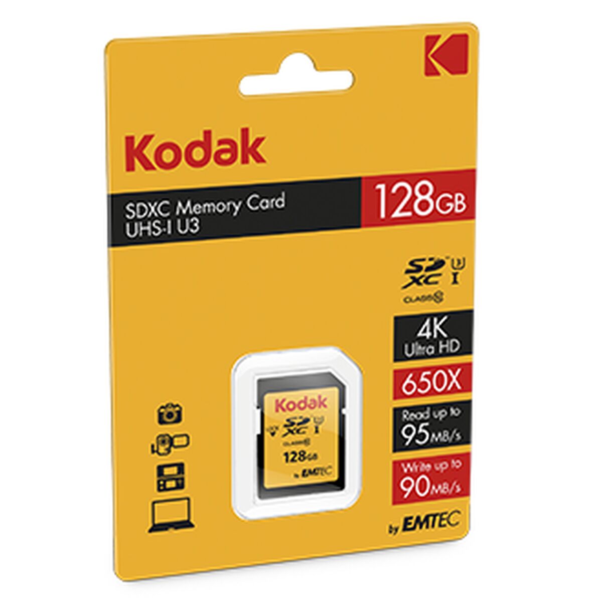 Scheda Di Memoria Micro SD con Adattatore Kodak EKMSD128GXC10HPRK 128 GB