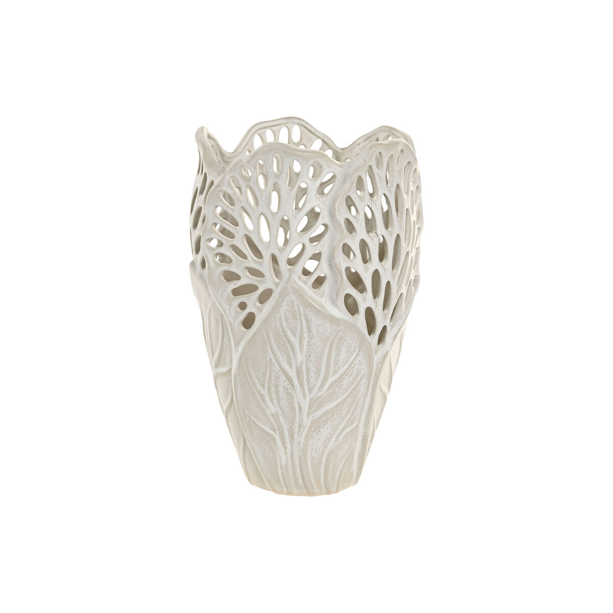 Vaso Home ESPRIT Bianco Ceramica Foglia della pianta 23 x 23 x 36 cm