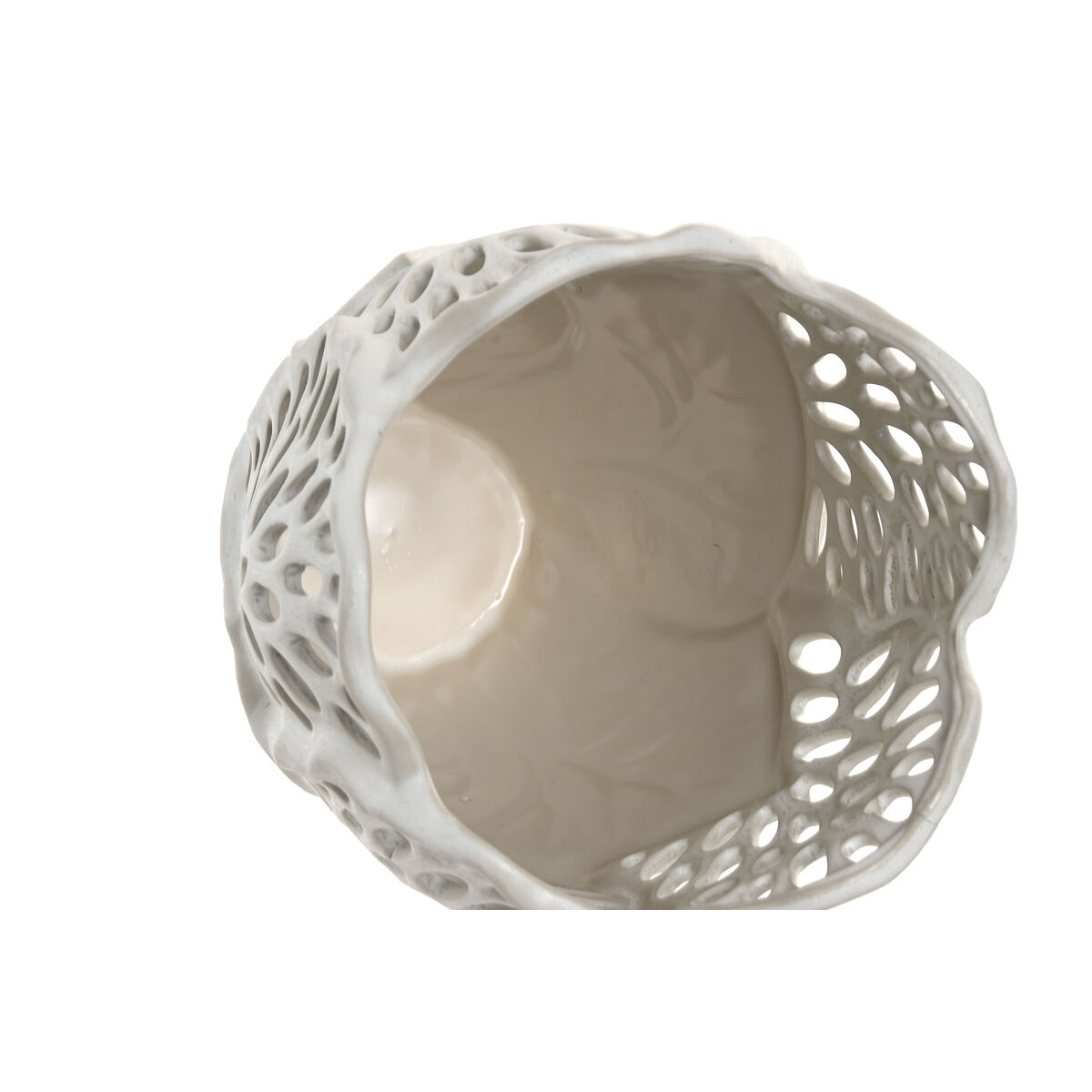 Vaso Home ESPRIT Bianco Ceramica Foglia della pianta 23 x 23 x 36 cm - Image 3