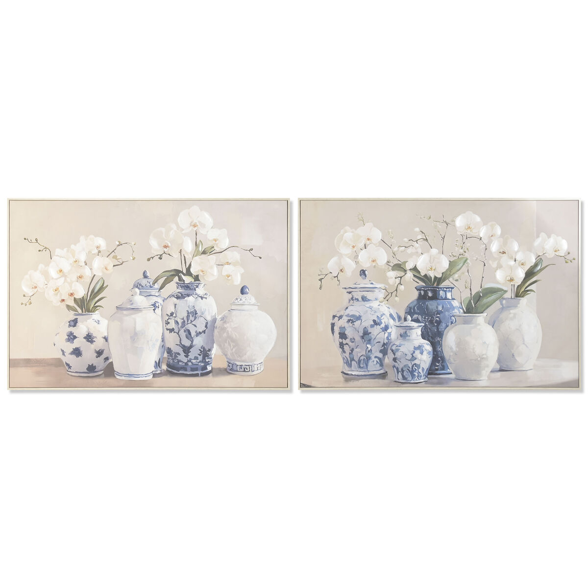 Tela Home ESPRIT Azzurro Bianco Orientale Vaso 122,5 X 4,5 X 82,5 CM (2 Unità)