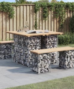 vidaXL Table de jardin Gabion Design 100x102x72 cm Bois massif Pin