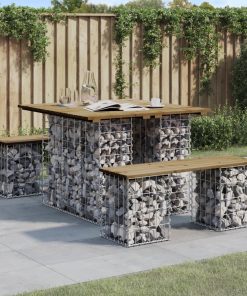vidaXL Table de jardin Gabion Design 100x102x72 cm Bois de pin imprégné