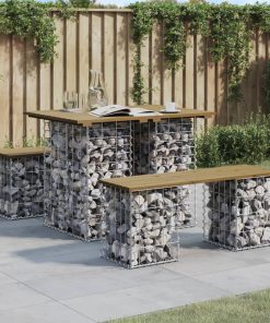 vidaXL Table de jardin Gabion Design 100x70x72 cm Bois de pin imprégné