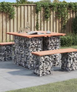 vidaXL Table de jardin Gabion Design 100x102x72 cm Bois massif Douglas