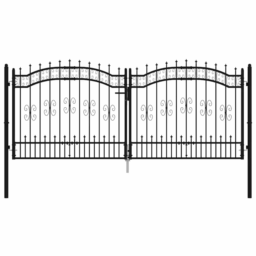 vidaXL Zauntor mit Speerspitze Schwarz 305 x 125 cm Pulverbeschichteter Stahl - Image 3