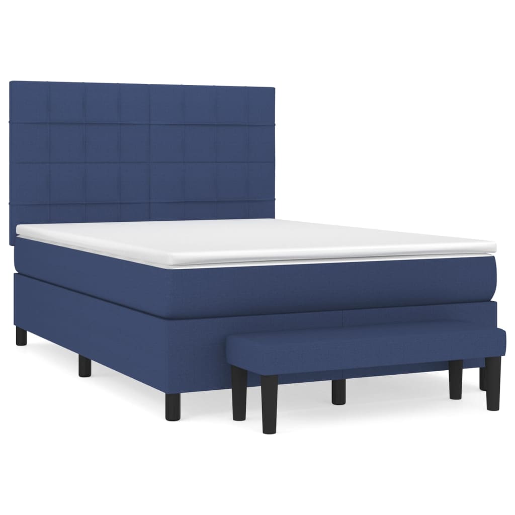 vidaXL Boxspringbett mit Matratze Blau 140x190 cm Stoff - Image 2