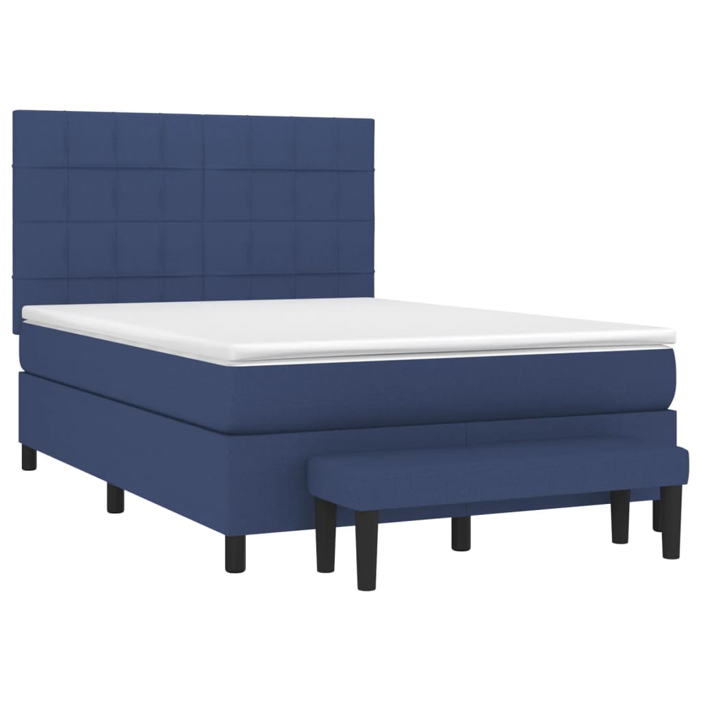 vidaXL Boxspringbett mit Matratze Blau 140x190 cm Stoff - Image 3