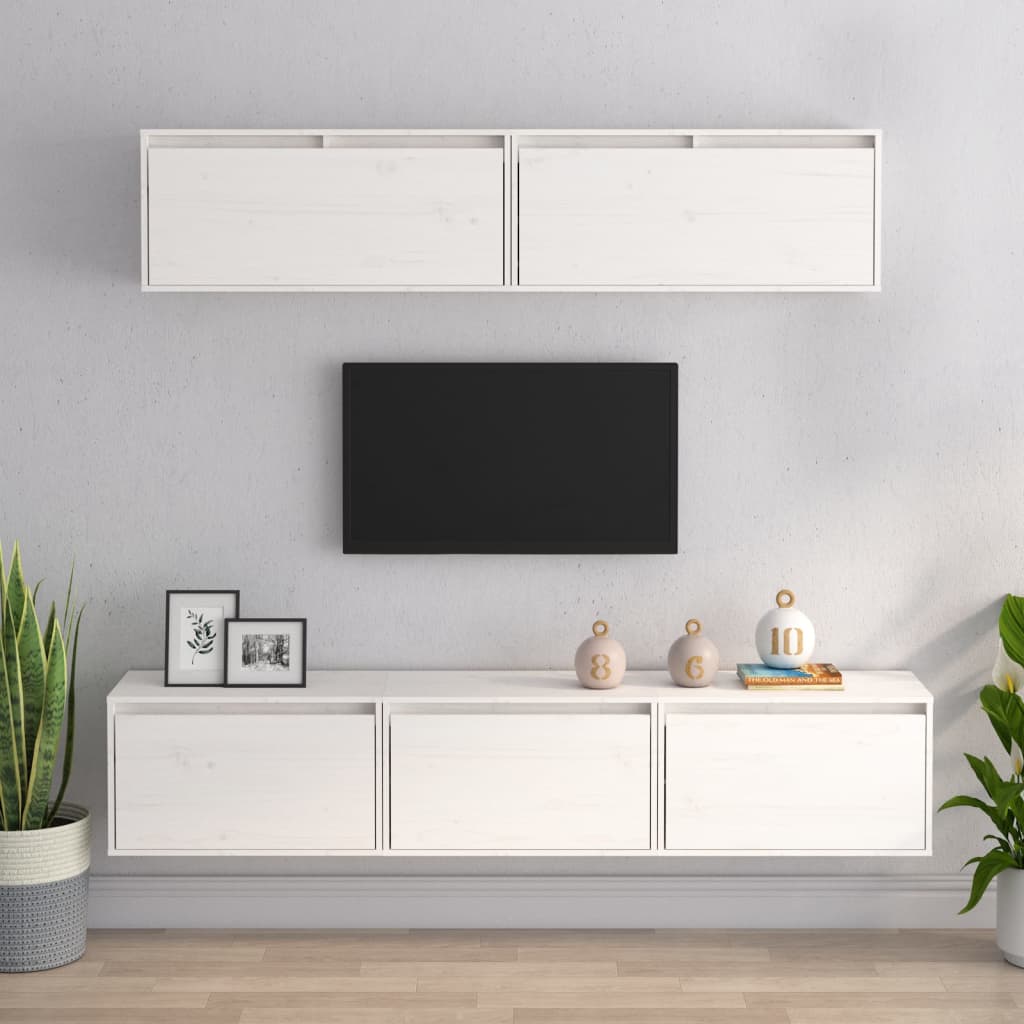 vidaXL Muebles para TV 5 piezas madera maciza de pino blanco