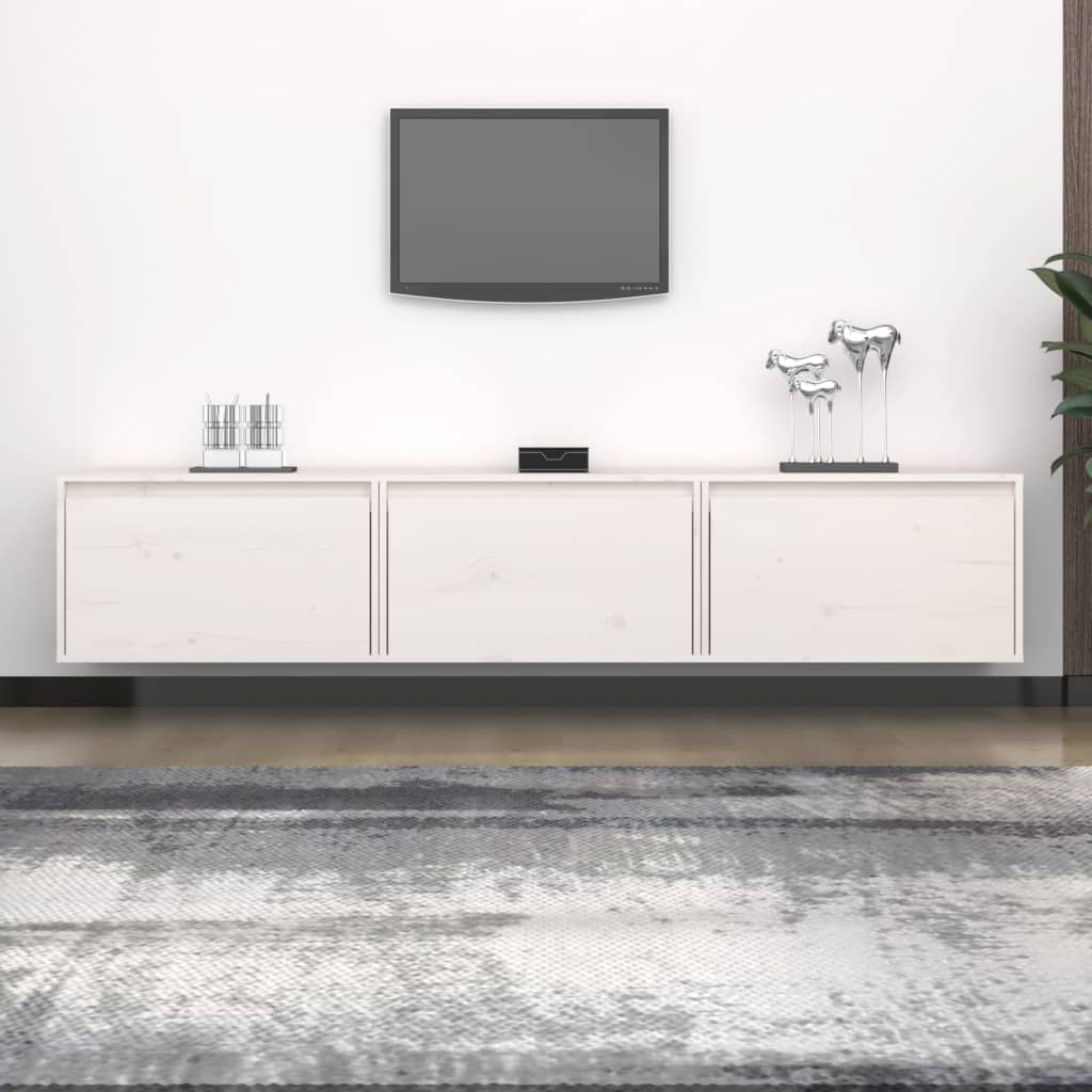 vidaXL Mueble de TV 3 piezas madera maciza de pino blanco