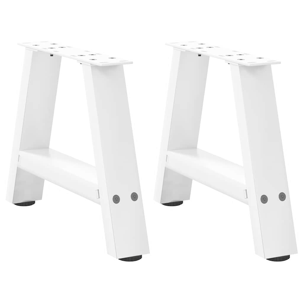 vidaXL Patas para mesa de centro en forma de A (2 unidades), color blanco, 30 x (30-31) cm, acero