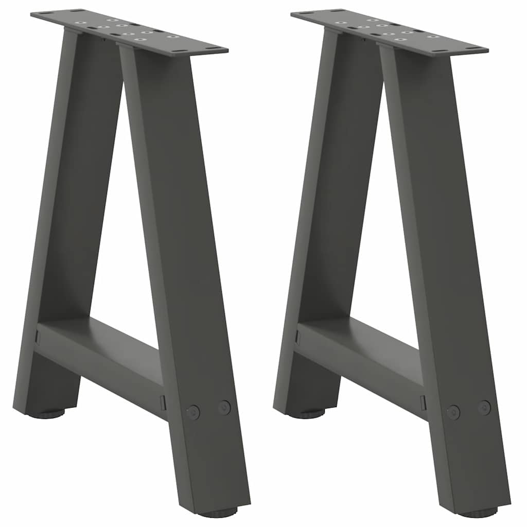 vidaXL Patas para mesa de centro en forma de A (2 unidades), antracita, 38 x (42-43) cm, acero
