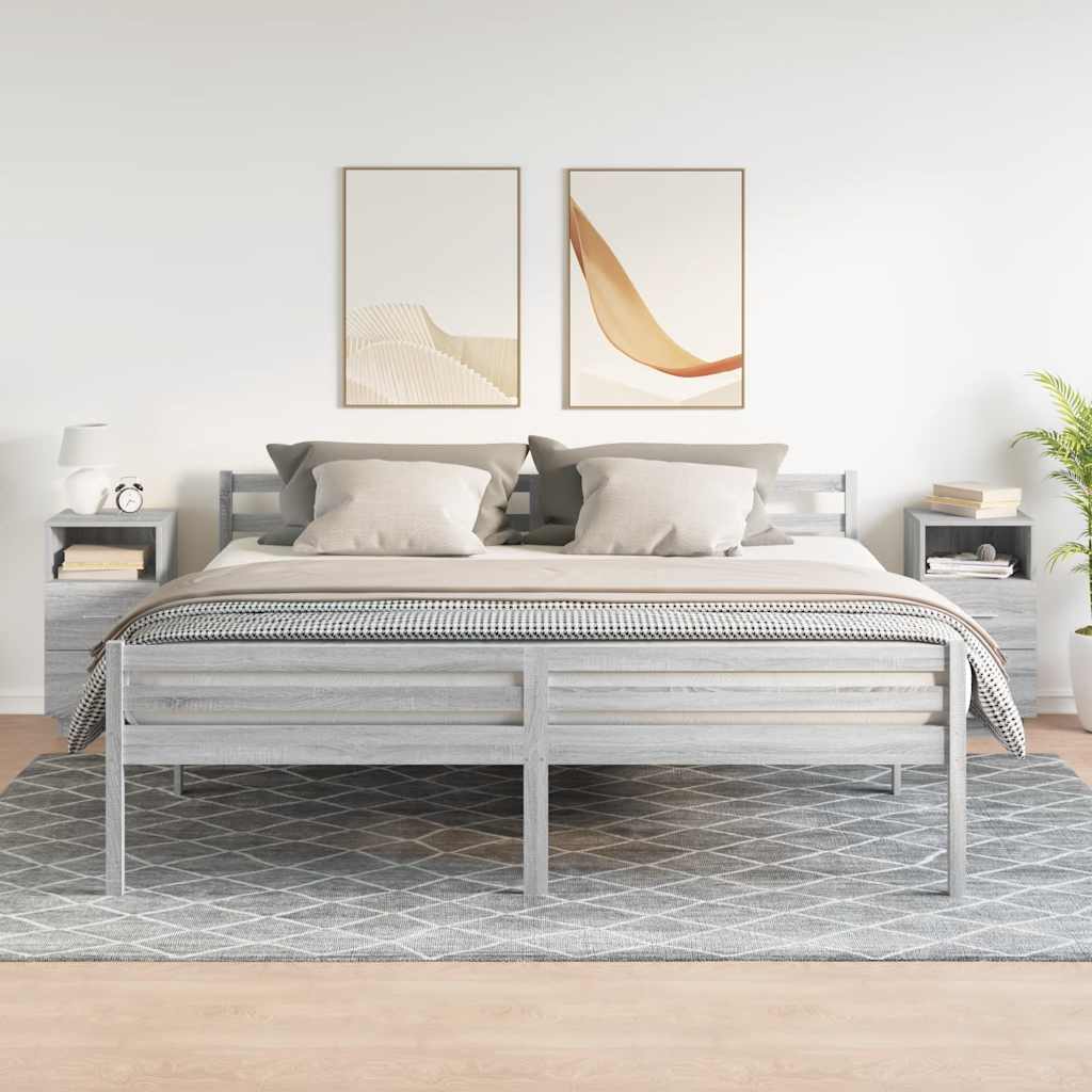 vidaXL Tables de chevet 2 pcs avec 2 tiroirs sonoma gris 36x36x68 cm - Image 3