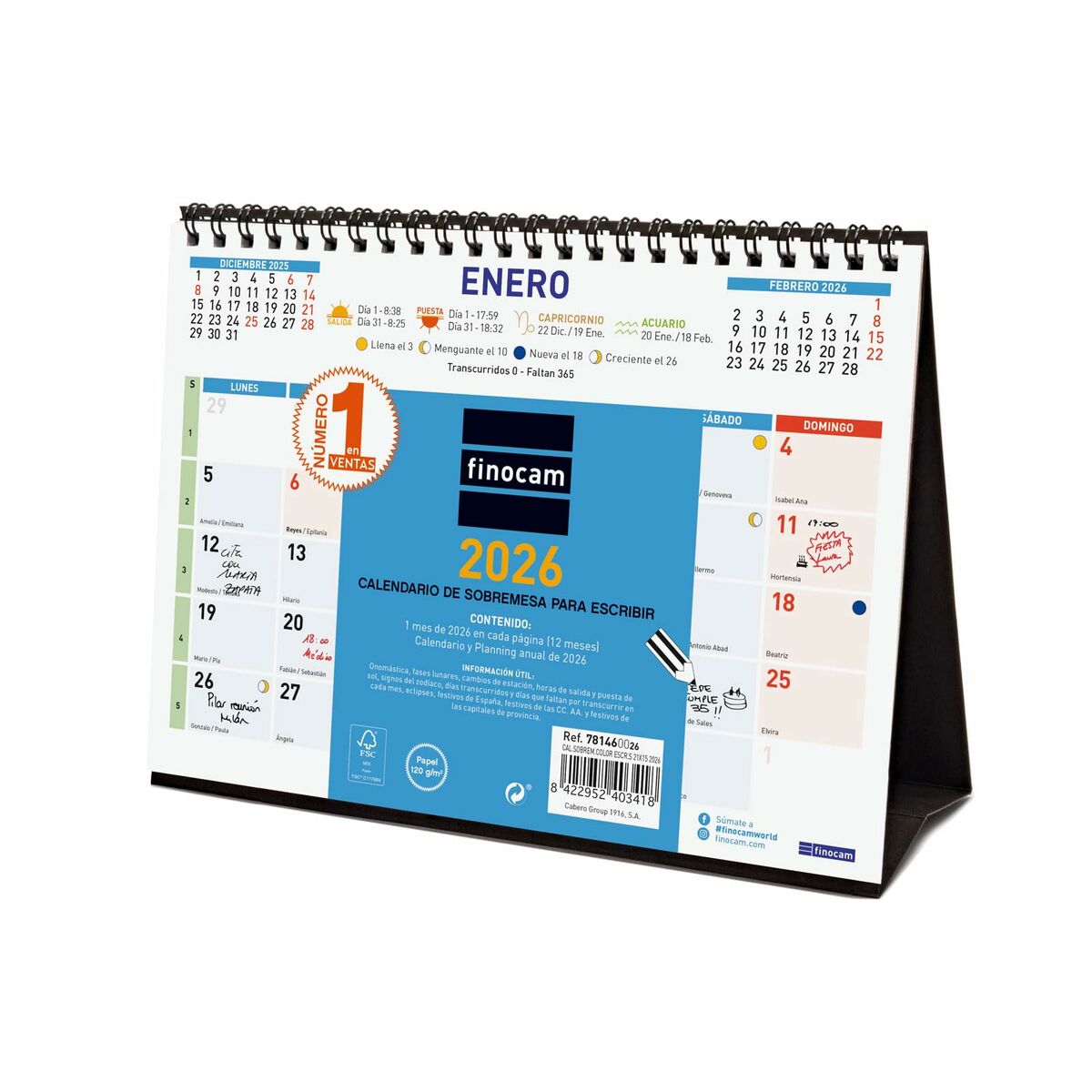 Calendario da Tavolo Finocam Multicolore Carta 21 x 15 cm