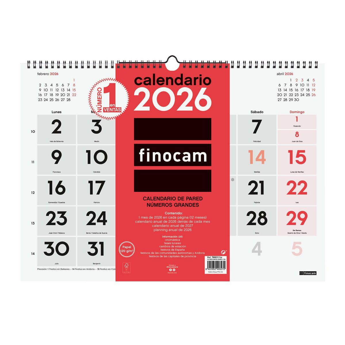 Calendario da parete Finocam Carta 43 x 31 cm