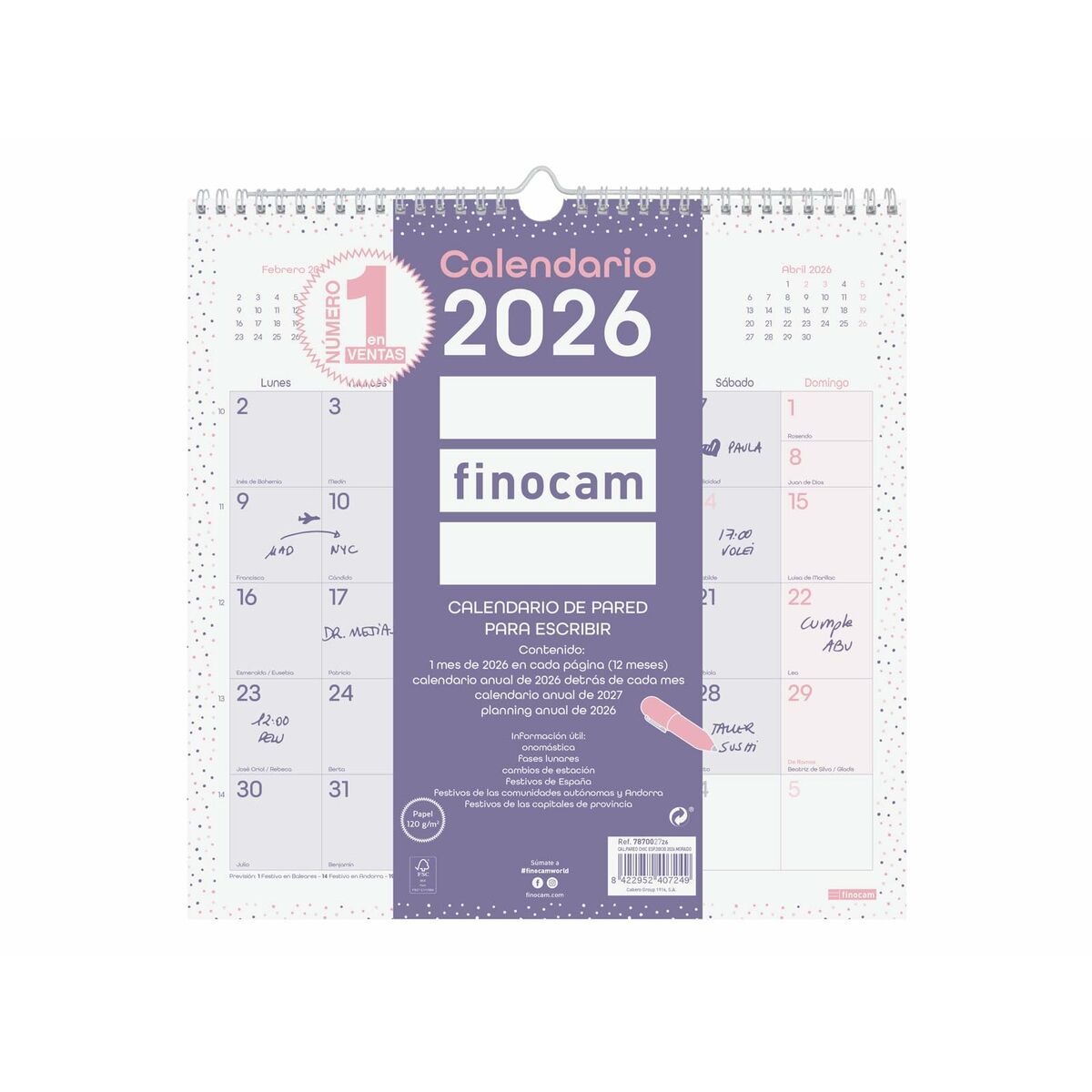 Calendario da parete Finocam Multicolore Carta 30 x 30 cm