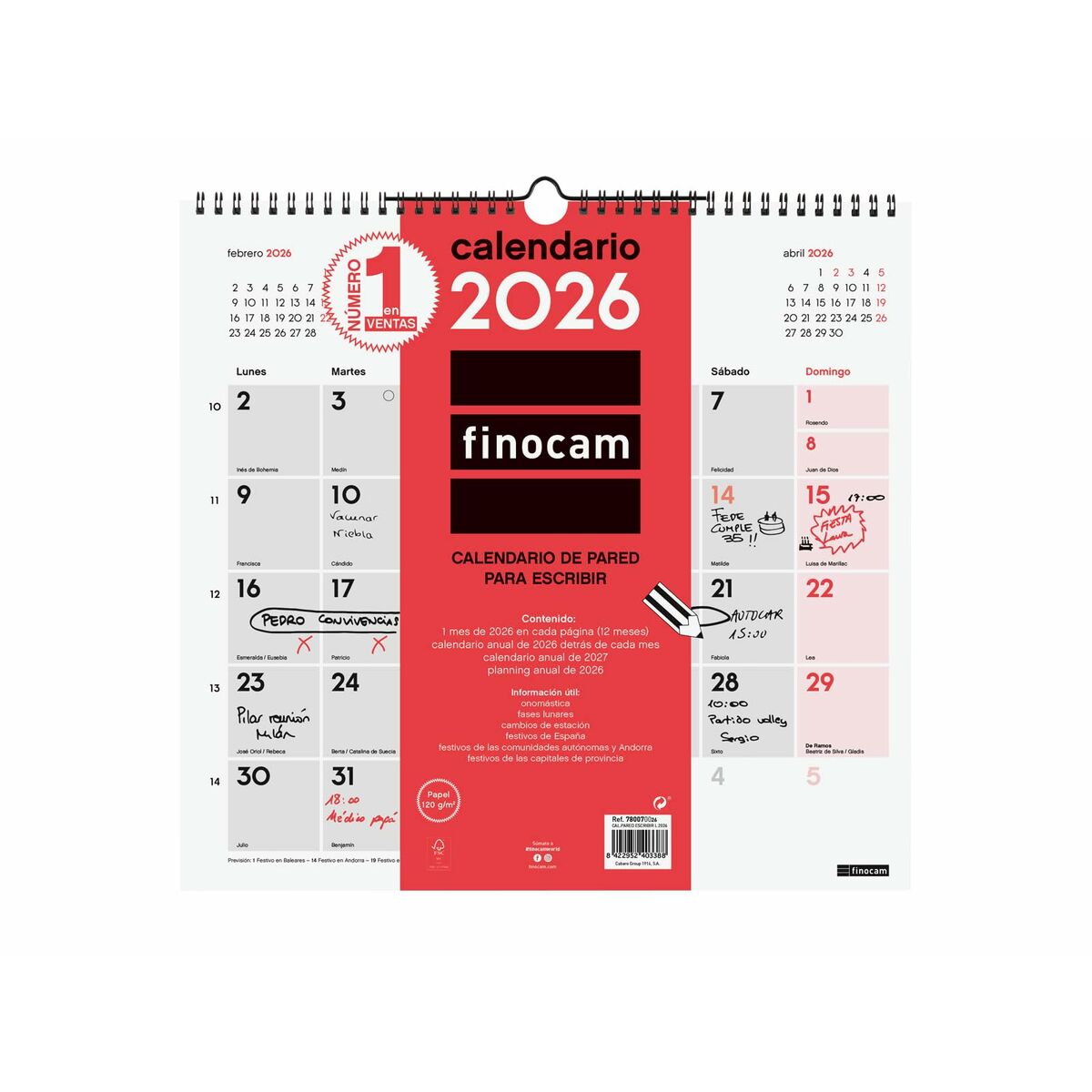 Calendario da parete Finocam Carta 34 x 32 cm