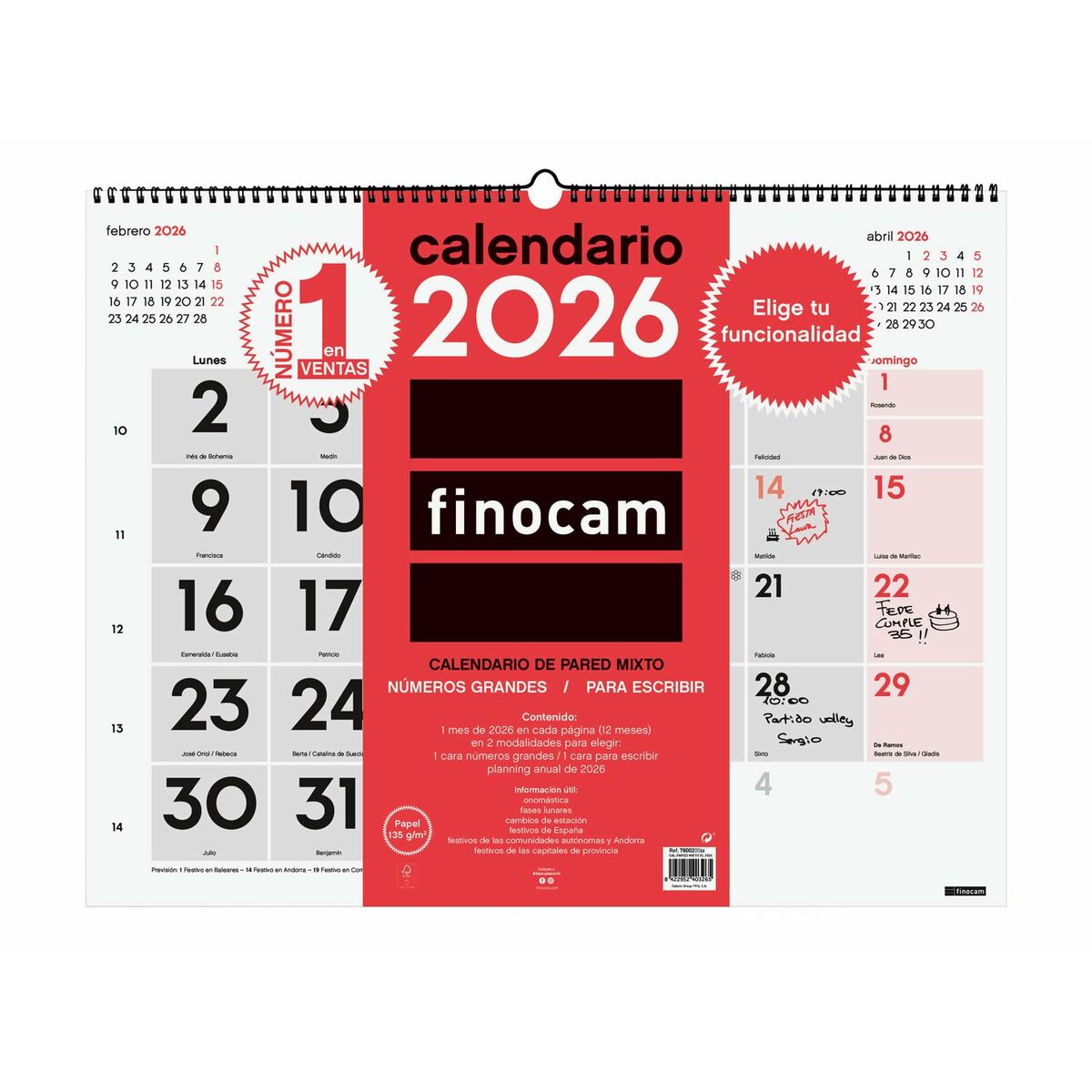 Calendario da parete Finocam Carta 54 x 42 cm