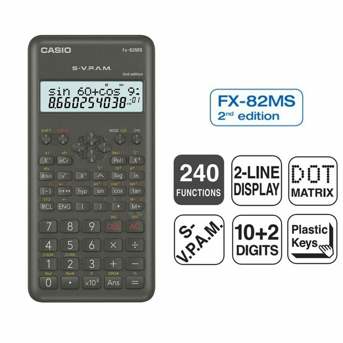 Calcolatrice scientifica Casio FX-82 MS2 Nero Grigio scuro Plastica - Image 5
