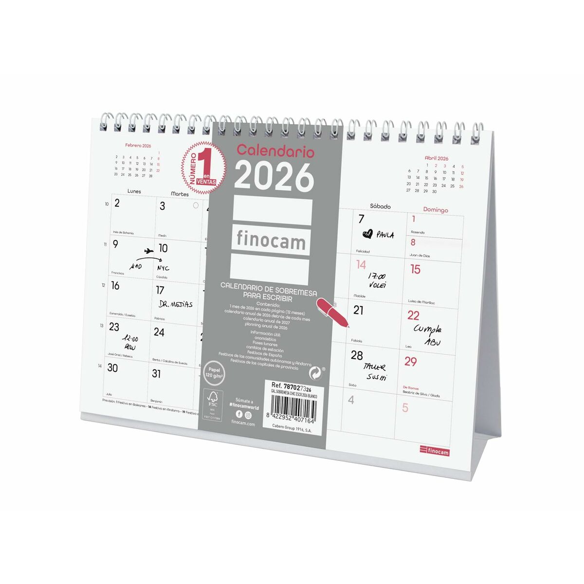 Calendario da Tavolo Finocam Multicolore Carta 21 x 15 cm