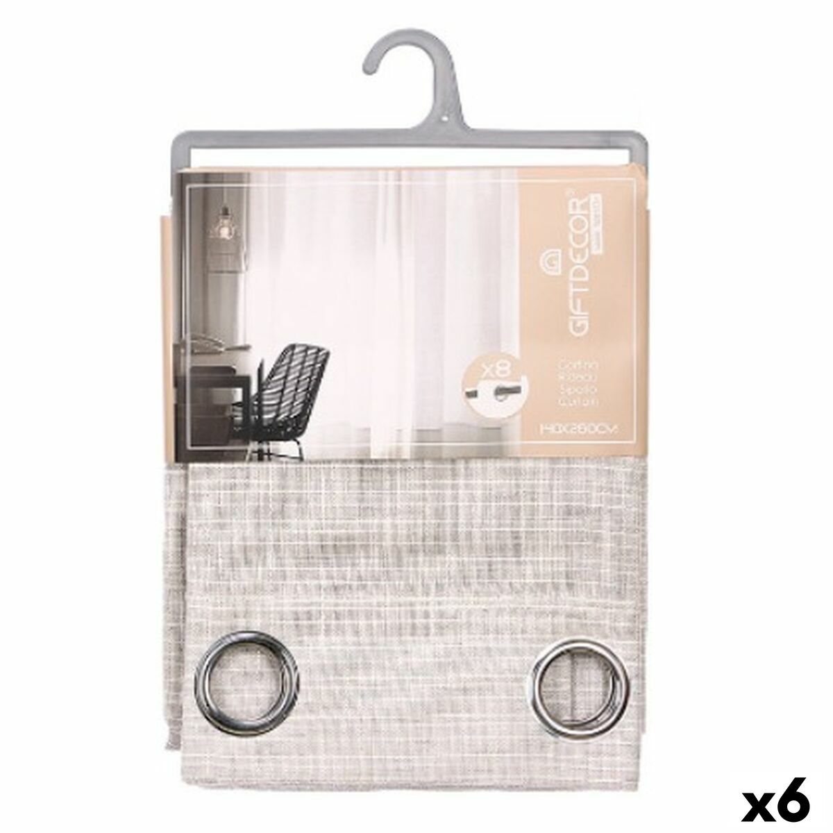 Tenda Gift Decor Grigio 140 x 260 cm Righe (6 Unità)
