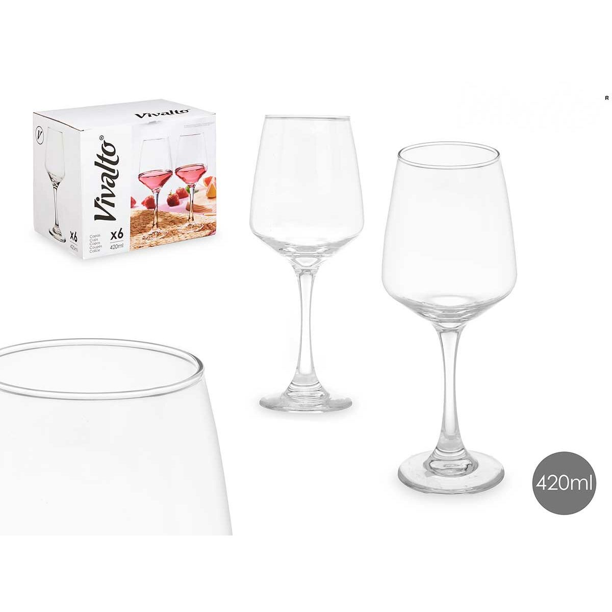 Calice per vino Vivalto Trasparente Vetro 420 ml (6 Unità) - Image 3