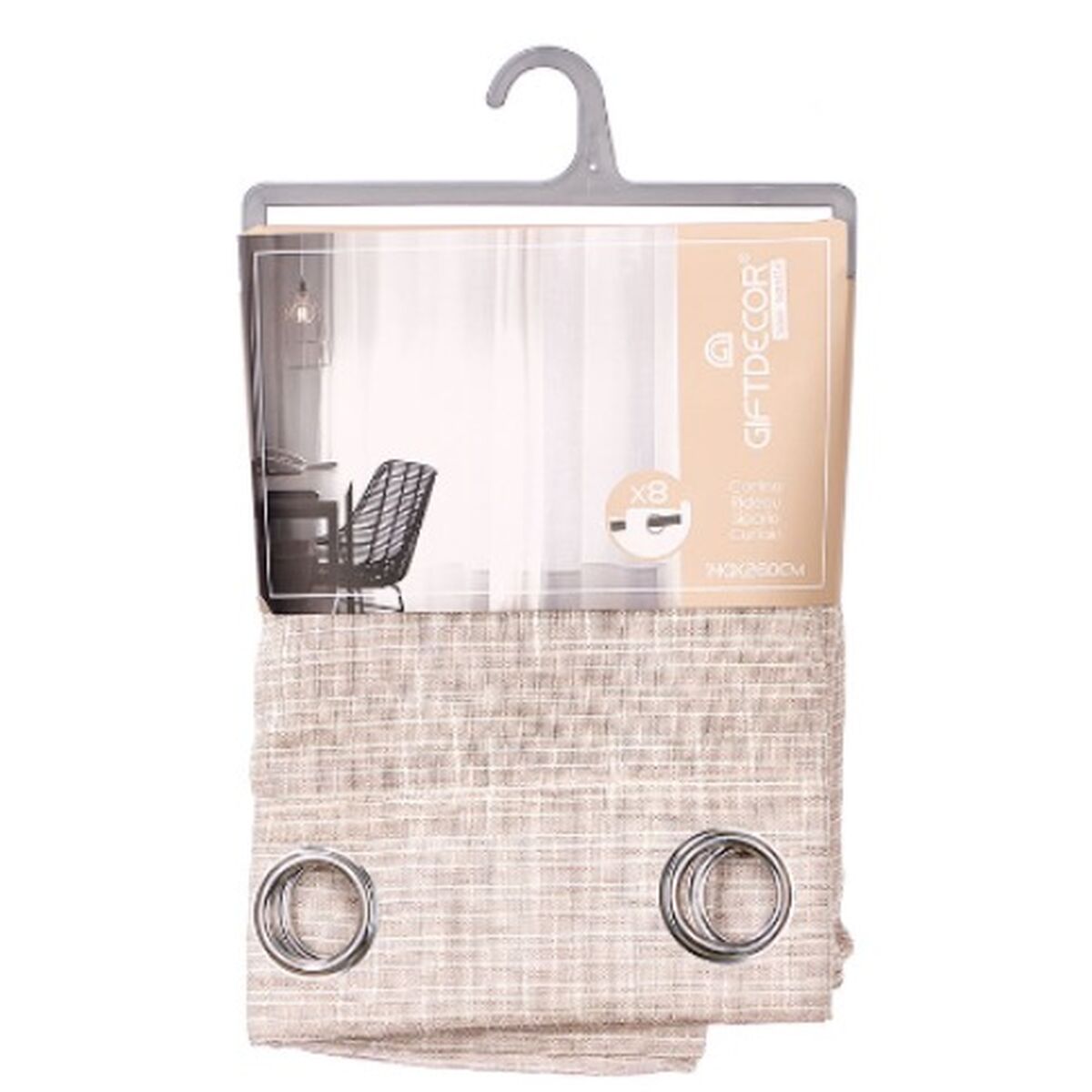 Tenda Gift Decor Marrone 140 x 260 cm Righe (6 Unità) - Image 3