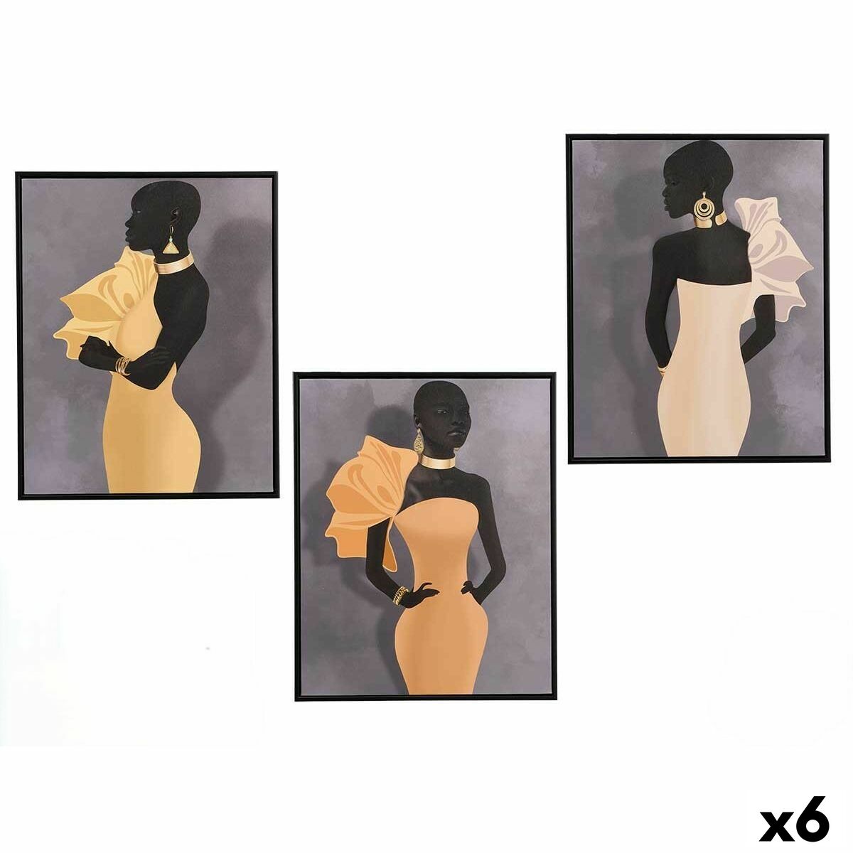 Tela Gift Decor Giallo Nero Grigio 40 x 3 x 50 cm (6 Unità)