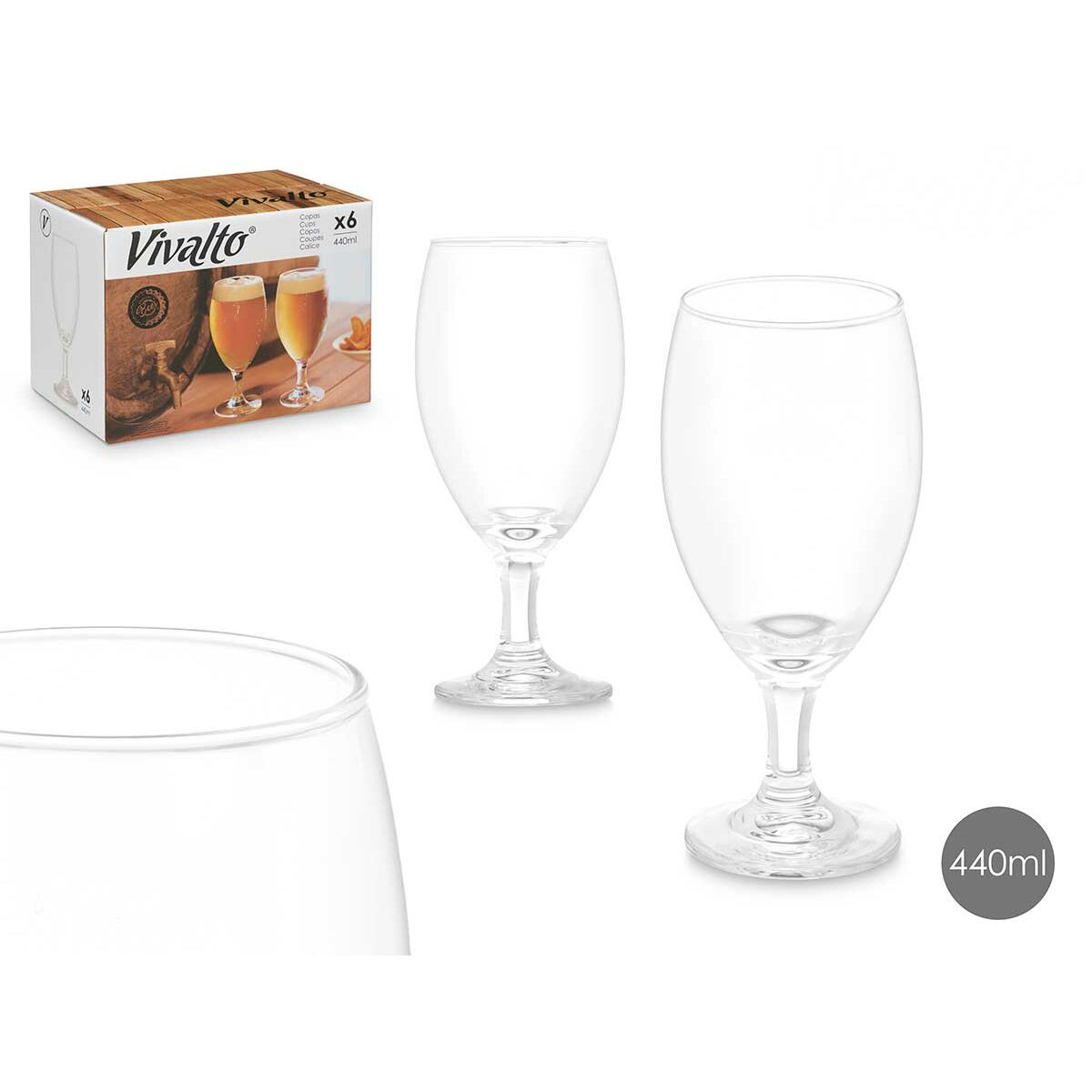Calice Vivalto Trasparente Vetro 440 ml Birra (6 Unità) - Image 3