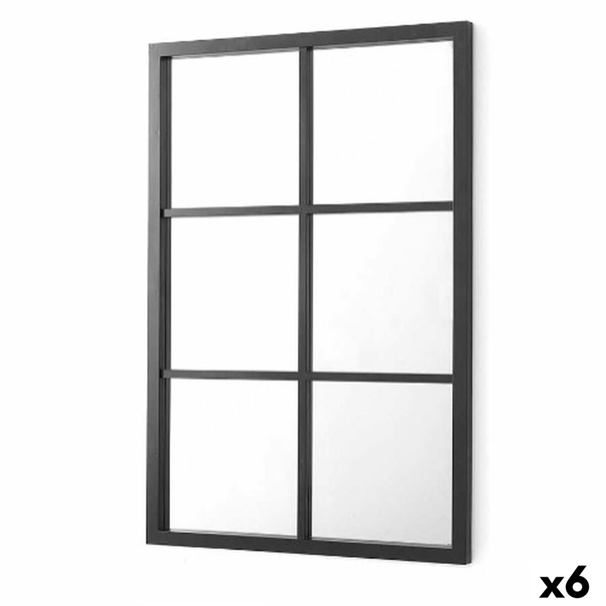 Specchio da parete Gift Decor Nero Quadrati 70 x 47 x 2 cm (6 Unità)