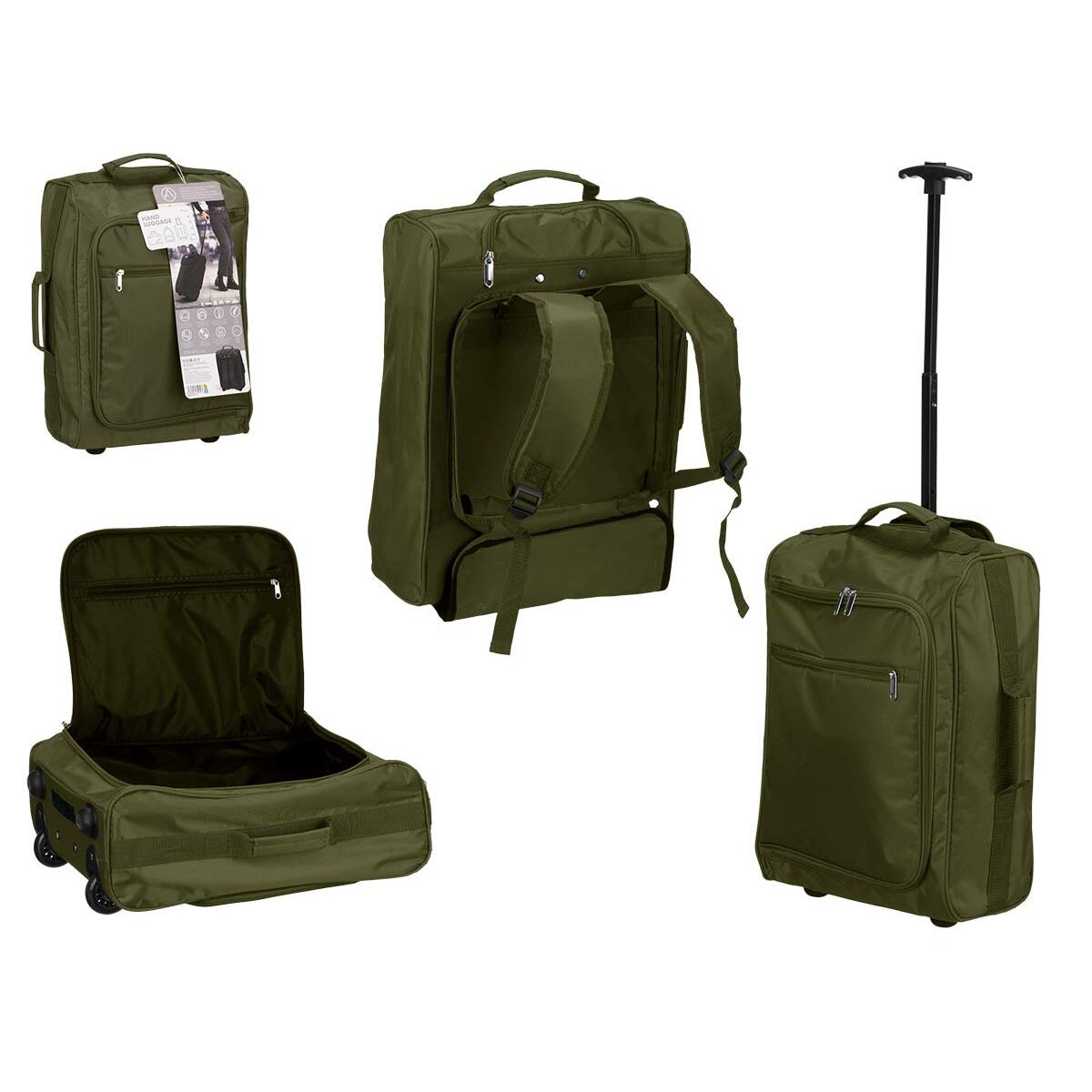 Zaino Trolley Nero Verde Poliestere Metallo Plastica 31,5 l 35 x 18 x 51 cm (6 Unità) - Image 3