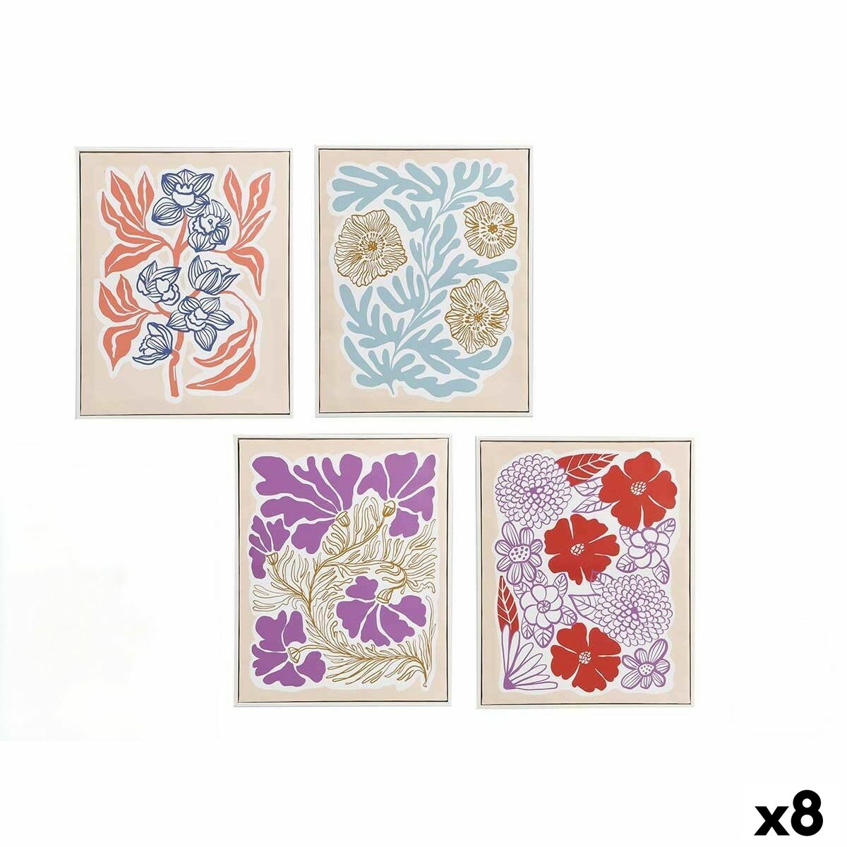 Tela Gift Decor Azzurro Rosso Arancio Violetta Fiori 40 x 3 x 50 cm (8 Unità)