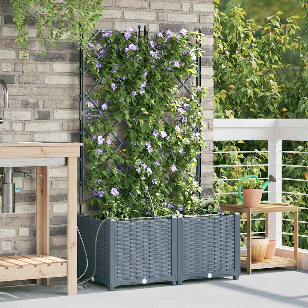 vidaXL Pots de jardin Gris clair 80 x 40 x 142 cm Acier