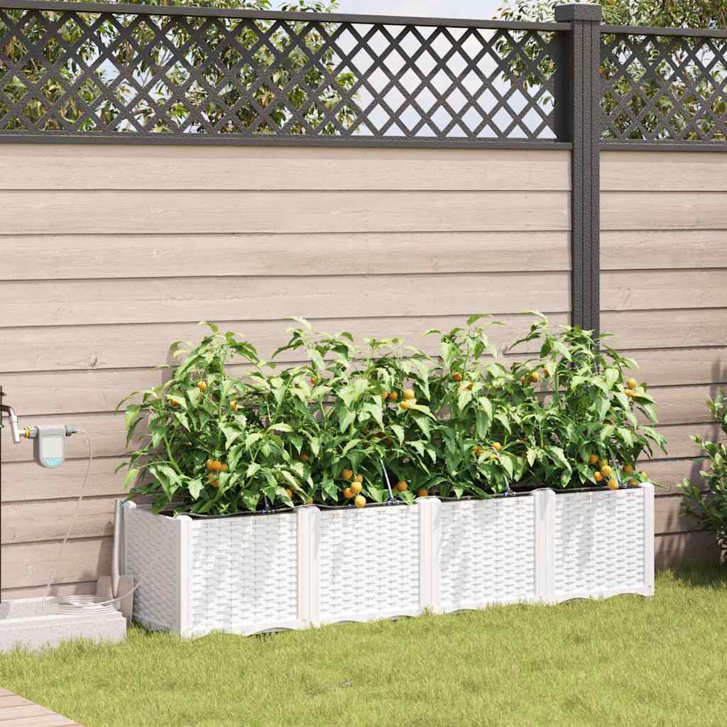 vidaXL Pots de jardin Blanc 160 x 40 x 37.5 cm Acier