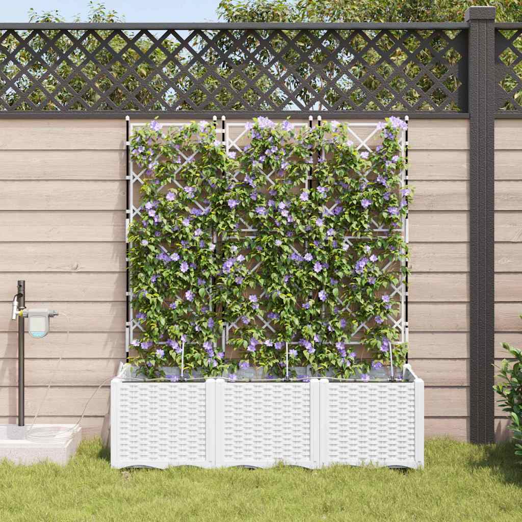 vidaXL Pots de jardin Blanc 120 x 40 x 142 cm Acier