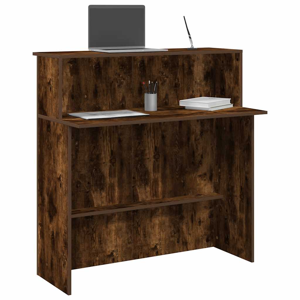 vidaXL Bureau de réception chêne fumé 100x50x103,5cm bois d'ingénierie