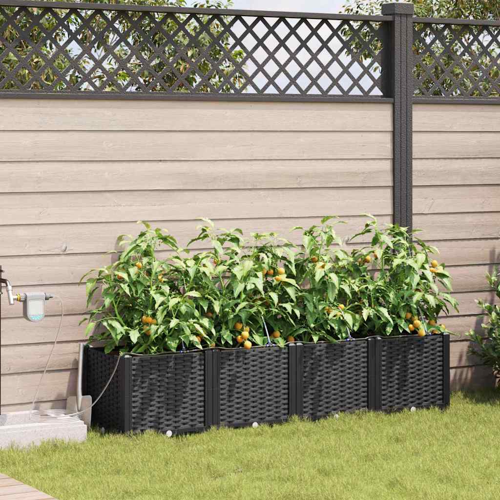 vidaXL Pots de jardin Noir 160 x 40 x 37.5 cm Acier