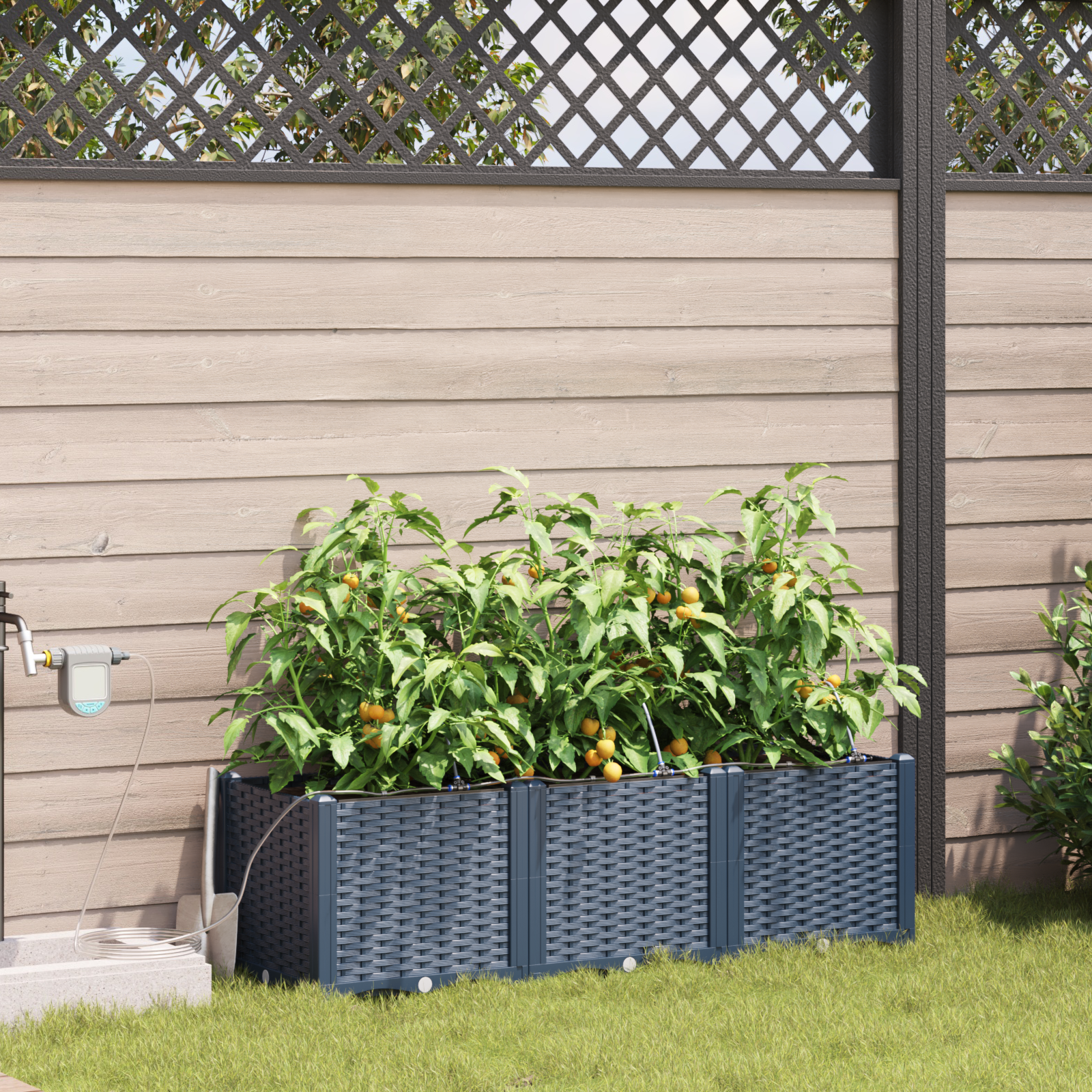 vidaXL Pots de jardin Gris 120 x 40 x 37.5 cm Acier